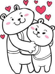 cartoon bear and his girlfriend