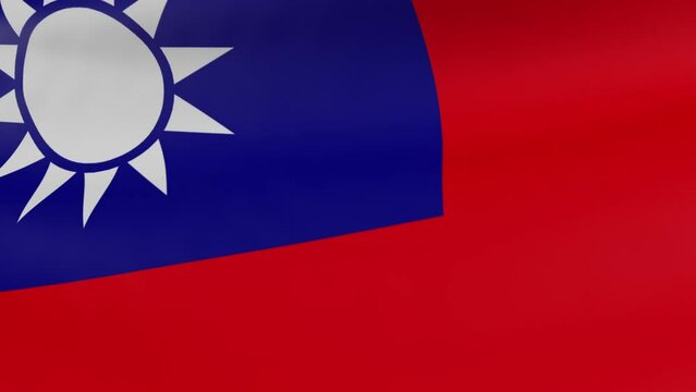 Waiving flag of Taiwan. 3d render. Closeup.
