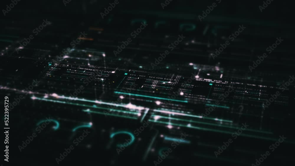 Aufkleber Futuristic digital generated motion abstract matrix cyber environment big data analytic artificial intelligent metaverse simulation, head up display background
