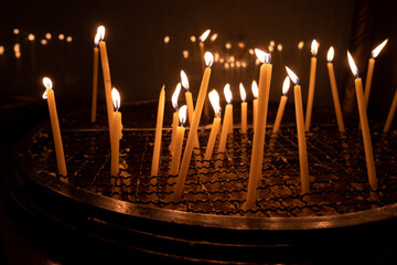 Lighted candles in Nativity Church, Bethlehem