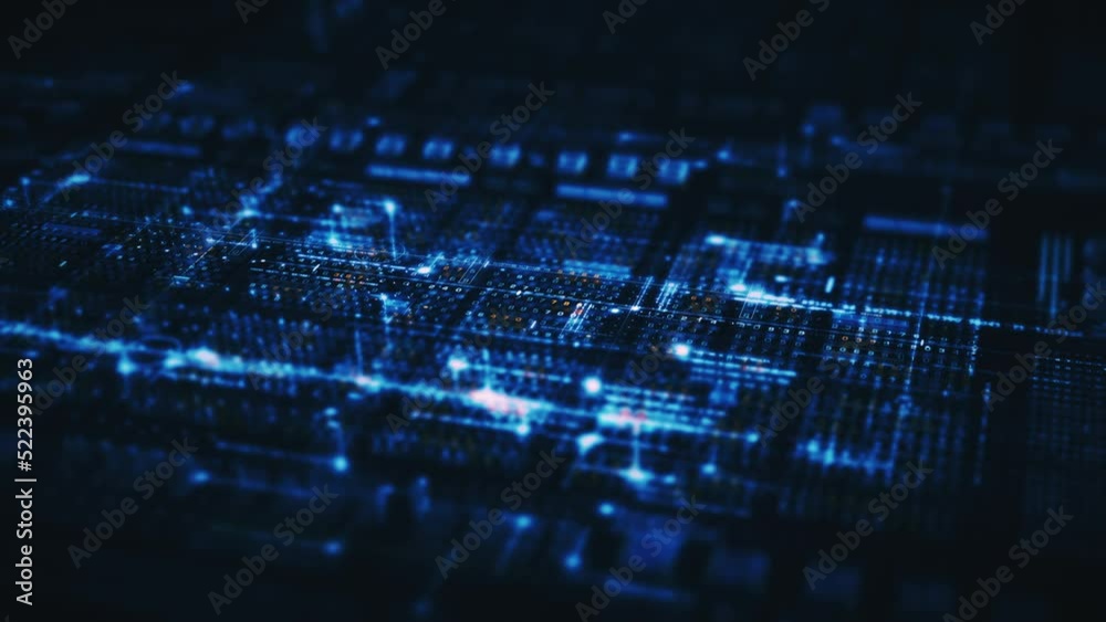 Aufkleber Futuristic digital generated motion abstract matrix cyber environment big data analytic artificial intelligent metaverse simulation, head up display background