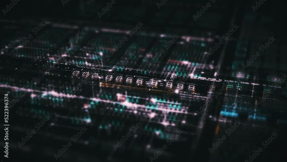 Aufkleber Futuristic digital generated motion abstract matrix cyber environment big data analytic artificial intelligent metaverse simulation, head up display background