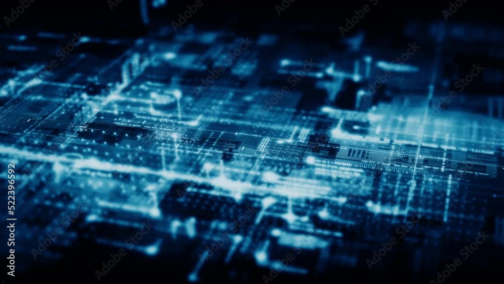 Aufkleber Futuristic digital generated motion abstract matrix cyber environment big data analytic artificial intelligent metaverse simulation, head up display background