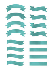 ビンテージ風の模様、汚れの入ったエメラルドのリボンセット／海の底の様なイメージ／点線等あり