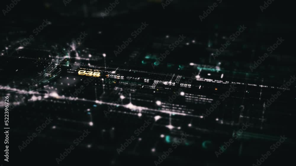 Aufkleber Futuristic digital generated motion abstract matrix cyber environment big data analytic artificial intelligent metaverse simulation, head up display background