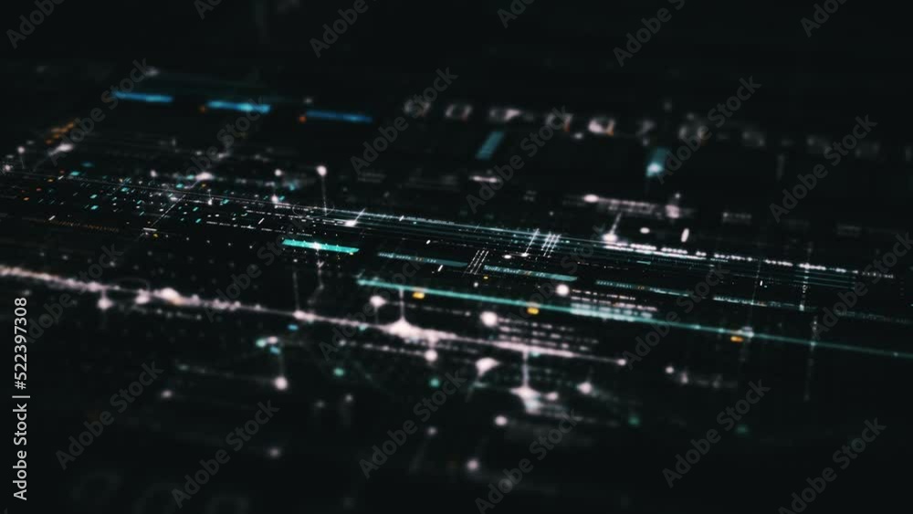 Aufkleber Futuristic digital generated motion abstract matrix cyber environment big data analytic artificial intelligent metaverse simulation, head up display background