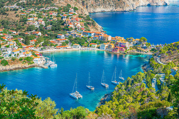 Fototapeta premium Landscape with Assos village on Kefalonia, Ionian island, Greece