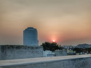 sunset over the city