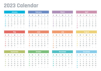 calendar for 2023 starts sunday, vector calendar design 2023 year