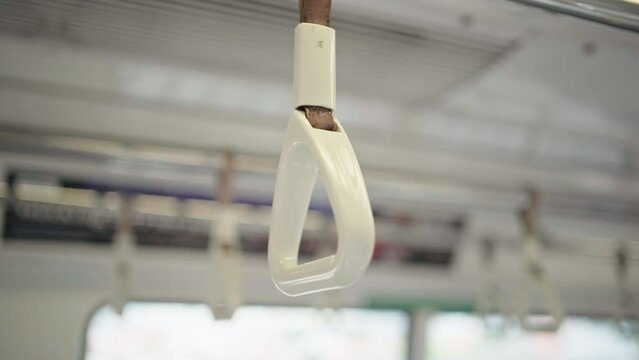 Handrails inside the train in Singapore