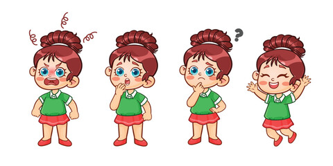 Set of cute kids girls characters