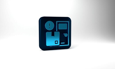 Blue Home delivery services icon isolated on grey background. Blue square button. 3d illustration 3D render