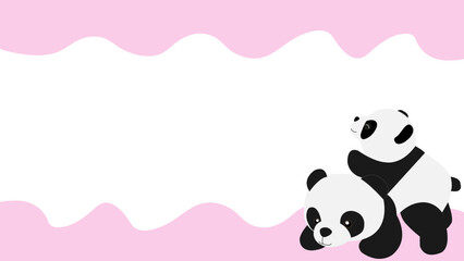 Cartoon panda on banner dripping wave pink. There is white space for the text.