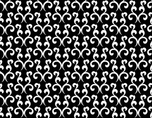 Flower geometric pattern. Seamless vector background. White and black ornament