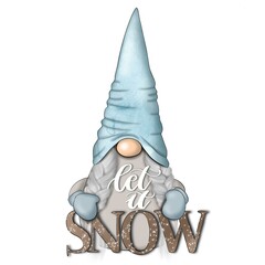 Christmas Gnomes Isolated On A White Background Hand Drawn Illustration	 - obrazy, fototapety, plakaty