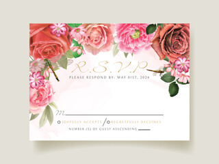 Floral and dragonfly painting watercolor wedding invitation card