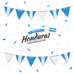 Vector Illustration of  Honduras Independence Day. Garland with the flag of Honduras on a white background.
 - obrazy, fototapety, plakaty