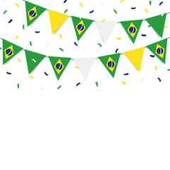 Vector Illustration of  Brazil Independence Day. Garland with the flag of Brazil on a white background.
