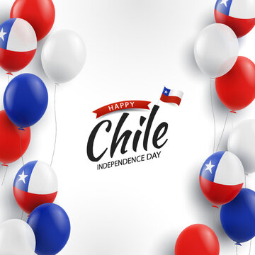 Vector Illustration of  Chile Independence Day.  Background with balloons
