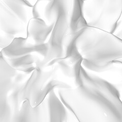 Obraz premium 3d explosion of white glossy paint, abstract moving background. Soft fluid material with wave and splashes. Cream or foam mousse surface with soft edges and smooth angles. Rendering