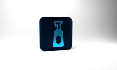 Blue Cleaning spray bottle with detergent liquid icon isolated on grey background. Blue square button. 3d illustration 3D render