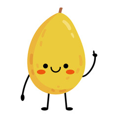 Cute cartoon character yellow ripe mango. Vector 