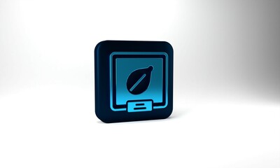 Blue Seeds of a specific plant icon isolated on grey background. Blue square button. 3d illustration 3D render