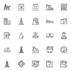 Oil industry line icons set