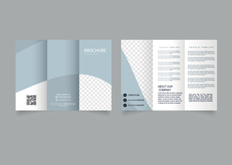 Gray corporate trifold brochure for business. Flyer for printing.