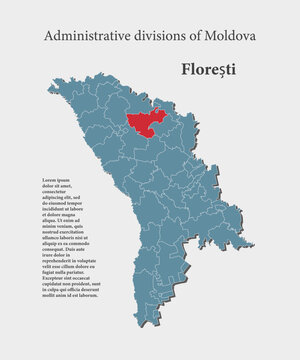 Vector map Moldova and district Floresti