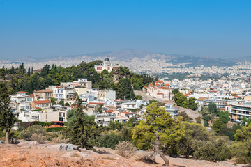 Fototapeta na wymiar Beautiful cityscape of Athens from Areopagus Hill, Greece.