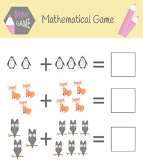 Workbook on mathematics for preschool education. Puzzles for children. Learn to count. Solve examples
