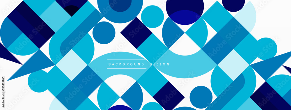 Aufkleber Minimal geometric abstract background. Circle square and triangle design. Trendy techno business template for wallpaper, banner, background or landing