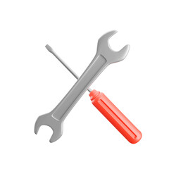 wrench and screwdriver 3d.