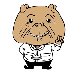 cartoon bulldog doctor good mood