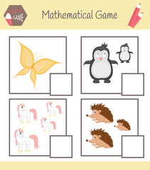 Workbook on mathematics for preschool education. Puzzles for children. Learn to count. Solve examples