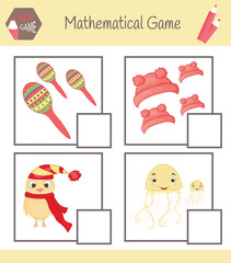 Workbook on mathematics for preschool education. Puzzles for children. Learn to count. Solve examples