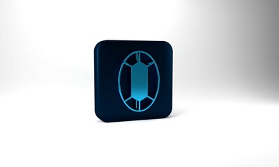 Blue Gem stone icon isolated on grey background. Jewelry symbol. Diamond. Blue square button. 3d illustration 3D render