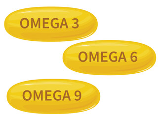 Fish oil capsules. Medicine pills with omega 3 vitamin.