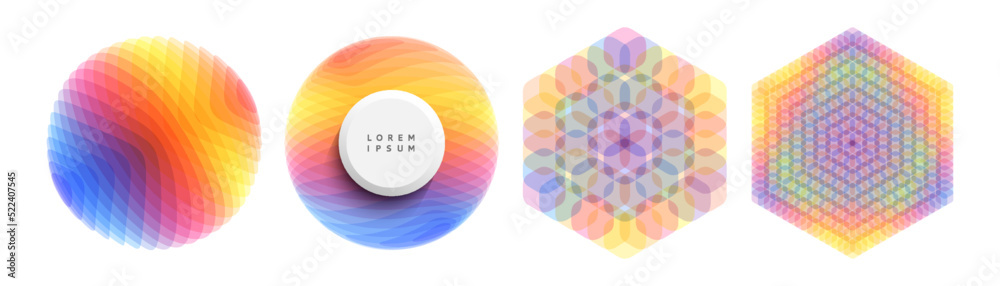 Wall mural set of circles and cubes. abstract geometric design. vector illustration made of various overlapping