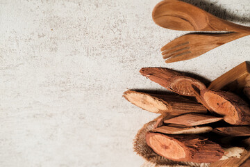 dried mushrooms on wooden background