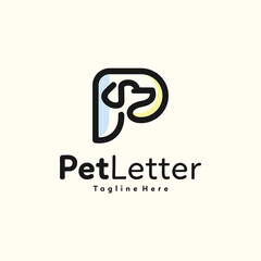 p letter dog vector logo