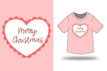 heart-lettering-merry Christmas cartoon  trendy stylish t shirt graphic design vector illustration

