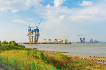 Yangtze River port and natural scenery of Jiangyin City, Jiangsu Province, China