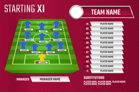 Soccer line up football graphic for soccer starting lineup squad, Football starting XI