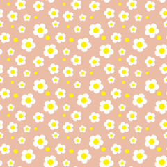 Simple daisy flower background pattern vector. Minimalist floral seamless illustration