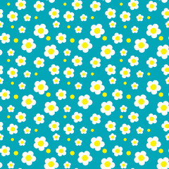 Simple daisy flower background pattern vector. Minimalist floral seamless illustration