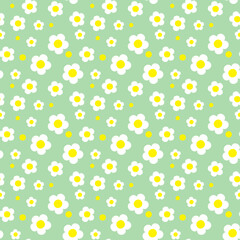 Simple daisy flower background pattern vector. Minimalist floral seamless illustration