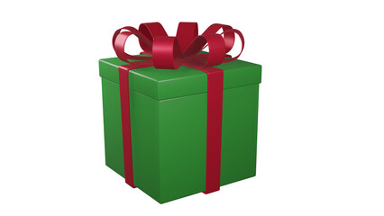 3D rendering green gift box isolated