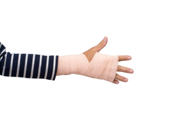 Broken hand warp with elastic bandage